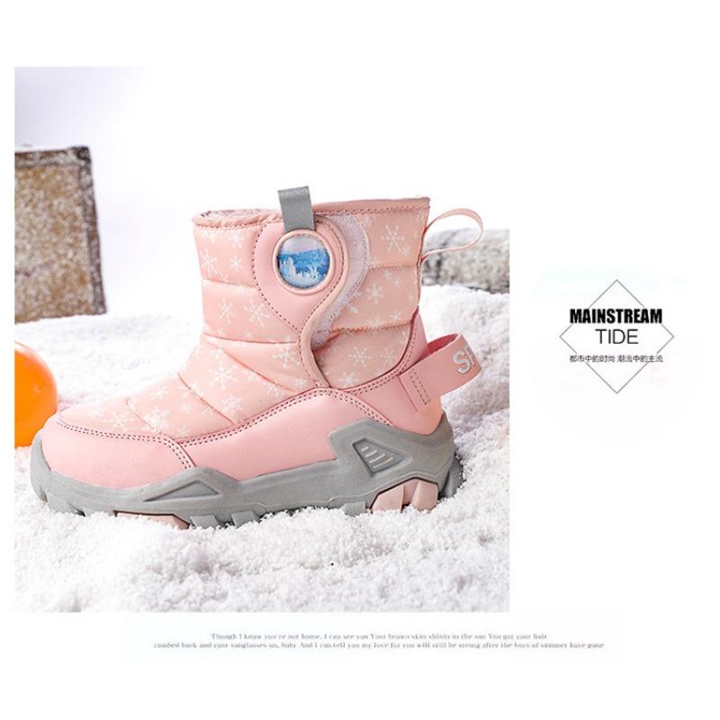 Kids Thickened Warm Waterproof Snow Boots For Boys And Girls Ankle Winter Boots