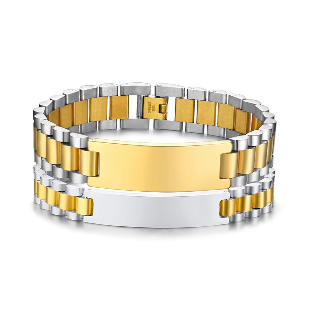 Customize Stainless Steel Watch Band  ID Tag Bracelet, Free Engraving Personalized Jewelry,Women Men Anniversary Couple