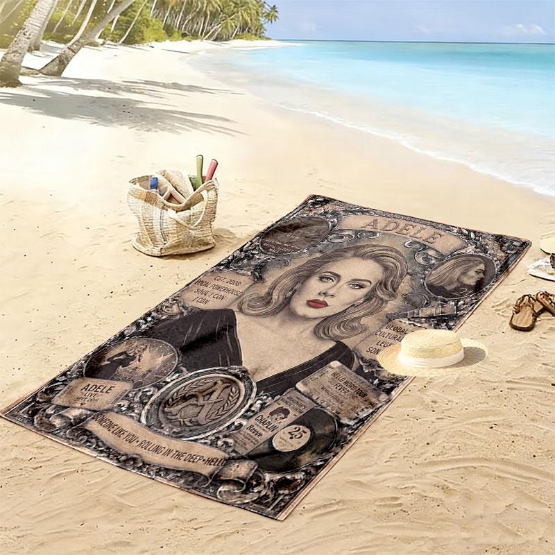 Adele Melody Print Beach Towel, Large Soft Quick Dry Towel for Beach Camping Swimming