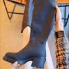 Footwear Elastic Shoes for Woman Winter Knee High Shaft Women's Boots Long Round Toe Black Platform Gyaru Waterproof Quality Pu