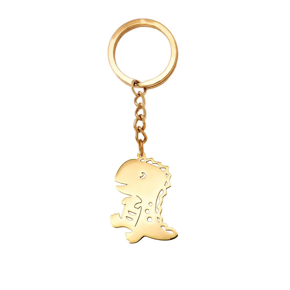Temu Hot Selling Fashion Animal Charms: Stainless Steel Dinosaur Keychain