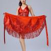 Women's Belly Dance Outfits Latin Dance Costume Sequins Fringe Skirt and Halter Bra Crop Top for Rave Cabaret Party
