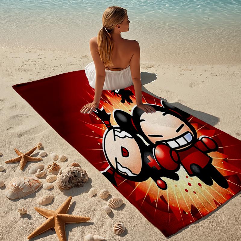 proof beach towel with a Pucca1 pattern - soft,absorbent,quick-drying,machine washable - perfect for swimming,camping,bathing