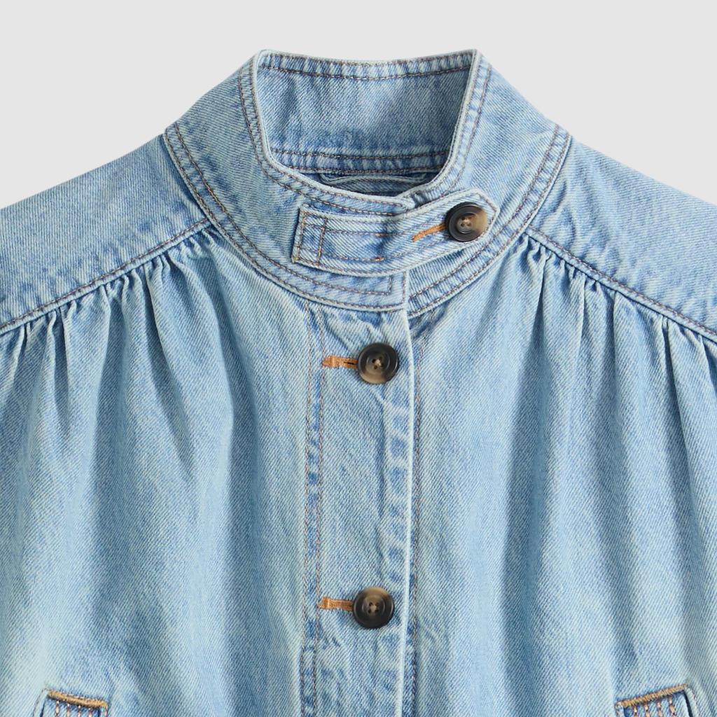 Levi's PRETTY Stand Collar Button-Down Cropped Trucker Jacket Women's 005AY-0006 US S