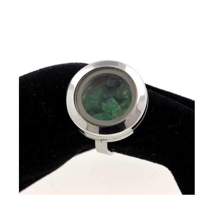 Pierres et Minéraux. Bague Grenat Tsavorite brut. Taille ajustable.