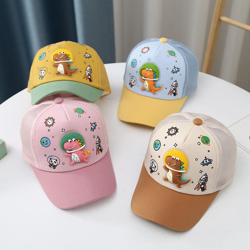 Baby Summer Baseball Cap Cartoon Dinosaur Breathable Mesh Children Sun Visor Hat Outdoor Boys Girls Adjustable Peaked Caps