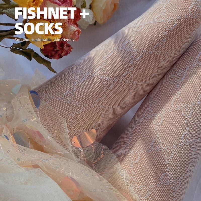 Ciorapi Plasă cu Fundă Elegantă din Dantelă - Ciorapi Dulci în Stil Japonez