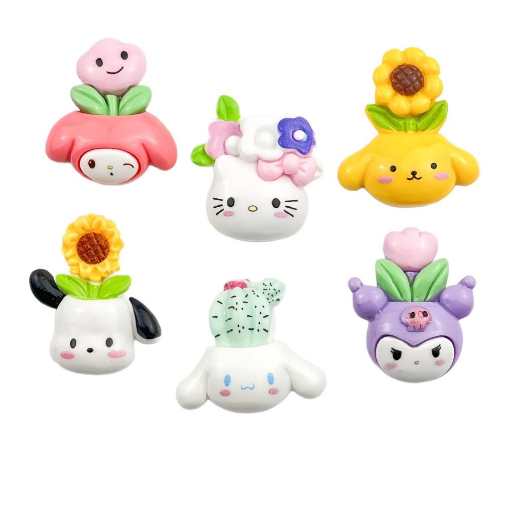 Sanrio Cartoon Resin Accessories: DIY Bead Box, Phone Case String, Bag, Potted Plant, and Refrigerator Magnet Decoration