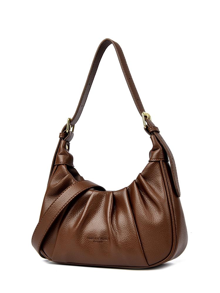 Minimally Designed Women's Shoulder Bag - Solid Color Pleated Handbag Fashionable Crossbody Bag Suitable for Daily Use and Shopping