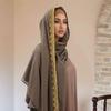 Silk Chiffon Hijab Scarf Gold Sequin Wraps Shawl Luxury Women Headscarf  Party