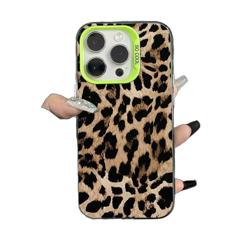 Husă de telefon cu imprimeu leopard pentru Apple iPhone 17 Pro Max, 16, 15, 14, 12, 13 - Stil european și american