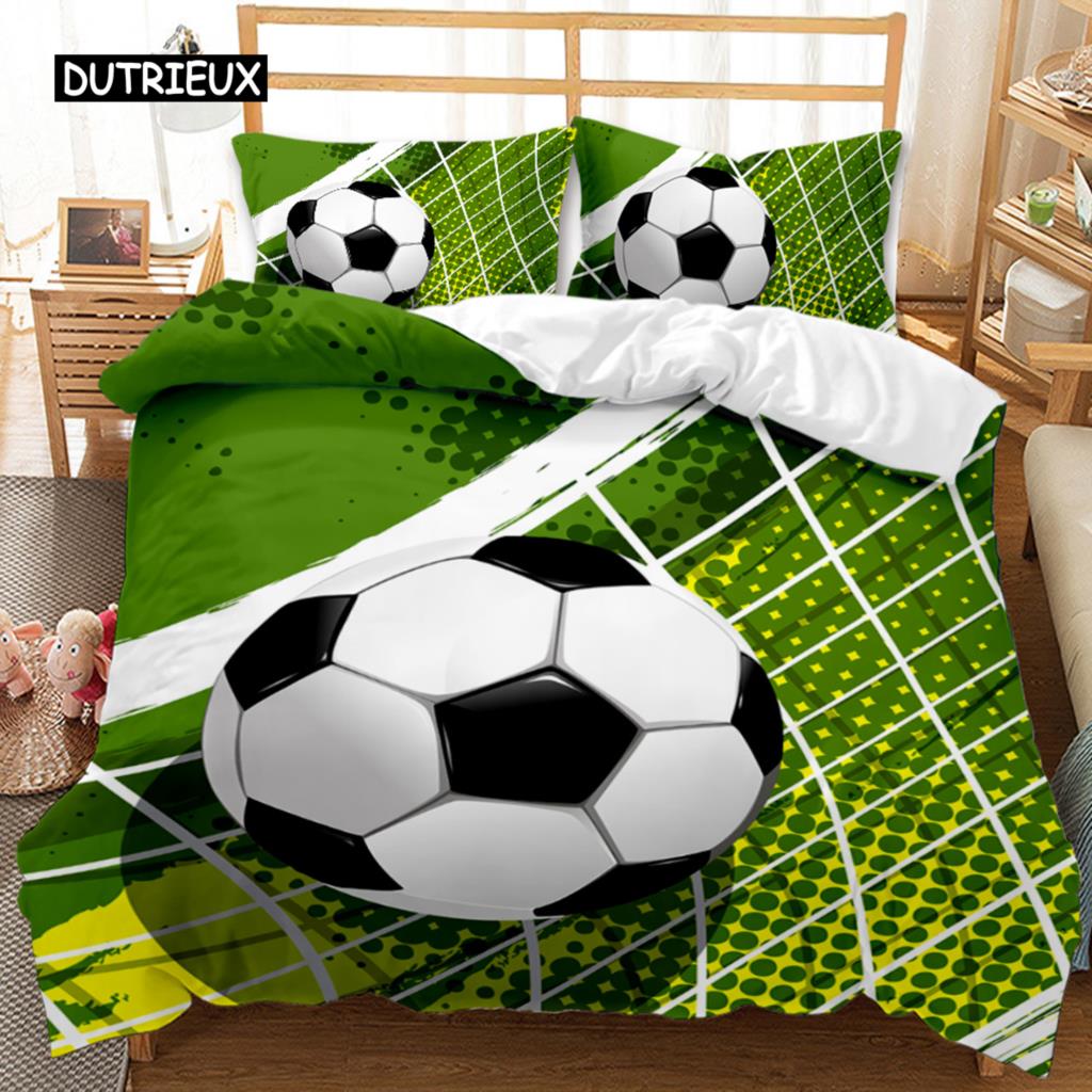 Soccer Duvet Cover Football Kids Bedding Set 3D Comforter Cover Boys Teens Sport Lovers Double Queen King Polyester Qulit Cover