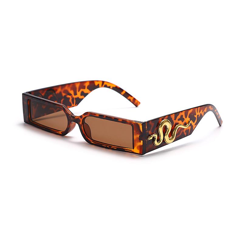 European and American new small frame hip-hop diamond-encrusted snake sunglasses men's and women's retro trend personalized square wide-leg sunglasses