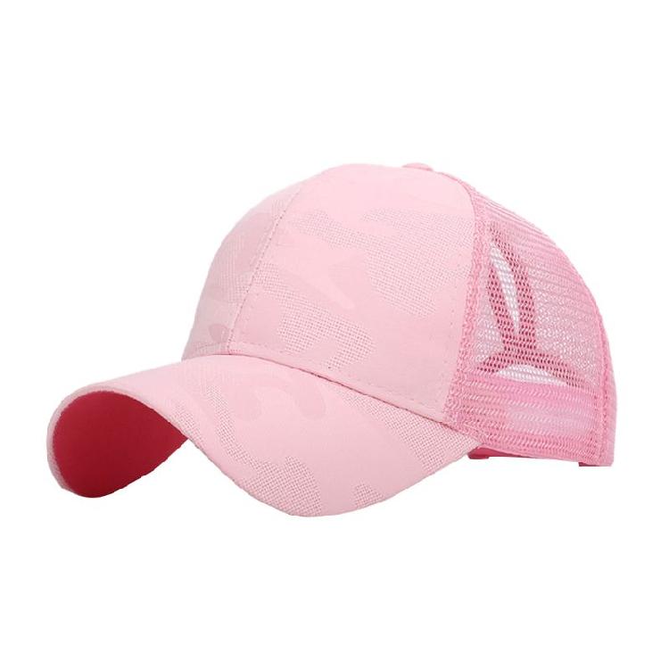 Women Outdoor Sports Hat with Ponytail Hole Camouflage Mesh Back Baseball Cap