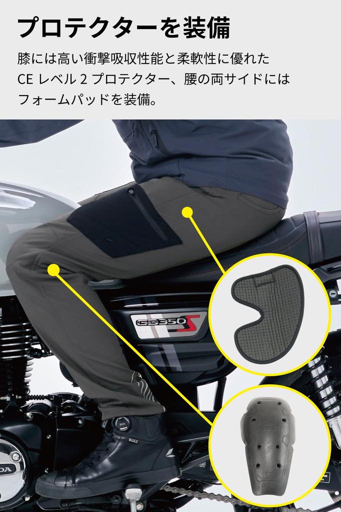 RS TAICHI Motorcycle Riding CE Windstop Softshell Size M Pants, Autumn/Winter Windproof, Cold-Resistant, Warm, Protector-Integrated, Fleece-Lined,