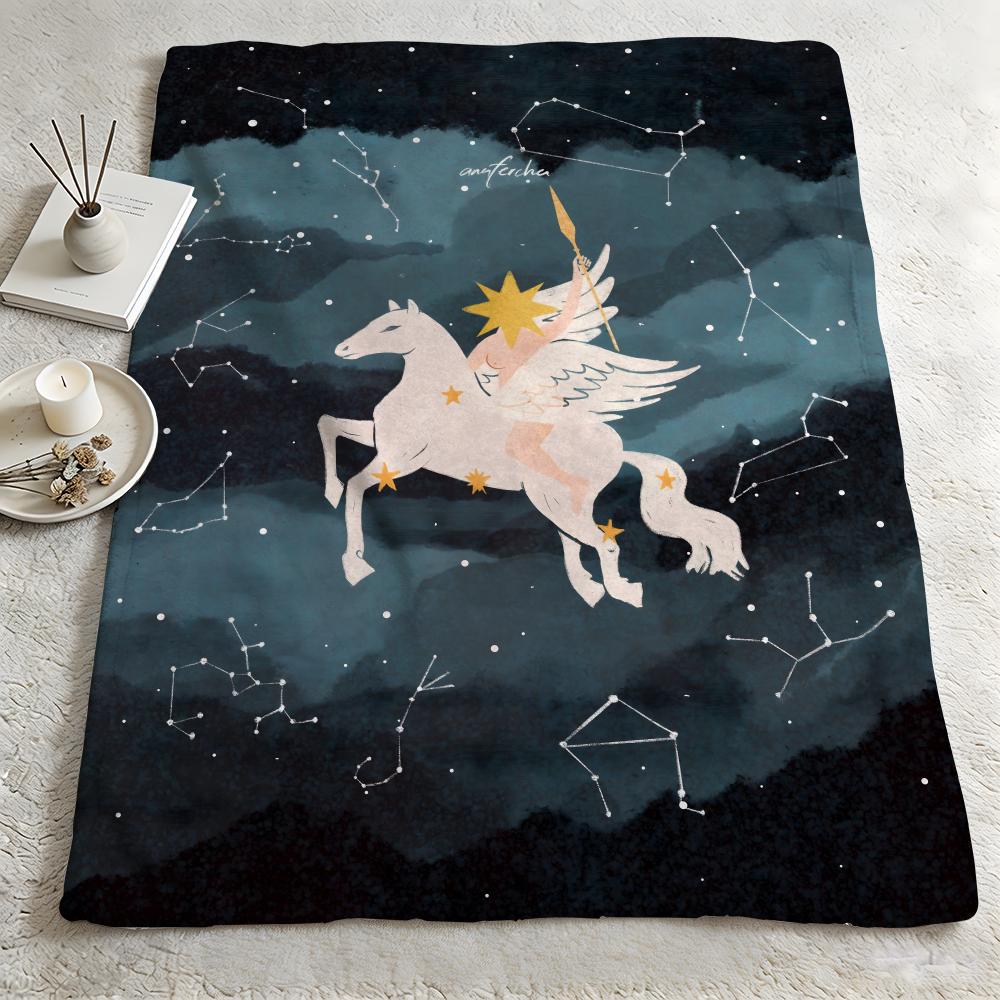 character SStar Unicornn Throw Warm Soft Flannel Blanket Multiuse for Sofa Bed Camping Travel Nap