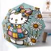 1pc Hello Kitty Daisy Patchwork with Automatic Opening Umbrella - Portable Tri-Fold Design, 8-Bone Iron Frame, Outdoor Umbrella, Ideal Gift for Fans,