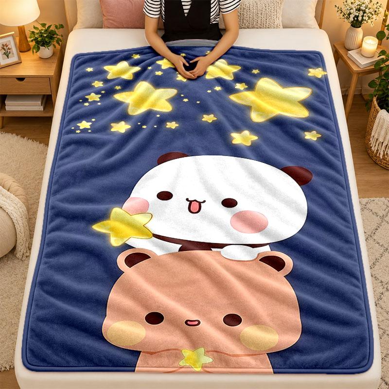 Flannel BlanketBubu Brownie Warm Soft Throw Blanket for Indoor Sofa Bed Living Room Use