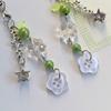 Fashionable Four Leaf Grass Keychain Button Inspired Beaded Charm Hanging Pendant Korean Style Decoration