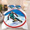 Ski-Themen Plüsch Fleece Bettbezug Set - King Size, Waschbar