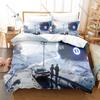 Space Sci-Fi Structure Bedding Set, Duvet Cover & 2 Pillowcases, Vivid Futuristic Construction Print Comfortable Stylish Bedroom
