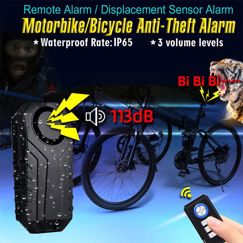 Bicycle Motorcycle Vibration Alarm Bike Alarm Remote Control Wireless Anti-Theft Alarm 113Db Triggered Vibration Sensor