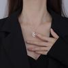 Sterling Silver Double Moon Companion Zircon Necklace Womens Elegant Versatile Clavicle Chain Fashion Jewelry Accessory