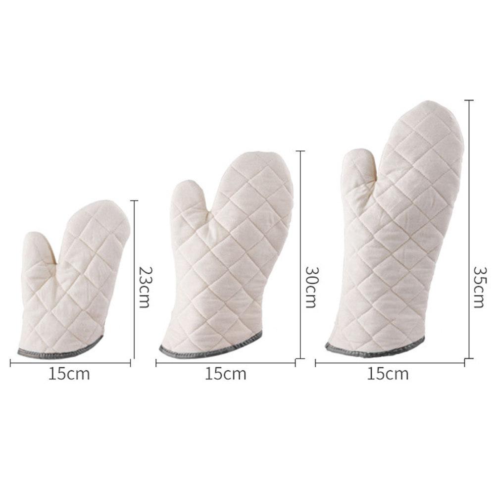 2Pcs White Cotton Oven Mitts Heat Resistant Kitchen Gloves for Cooking Bbq Microwave Toast Soup Non Slip Flexible Safe Large