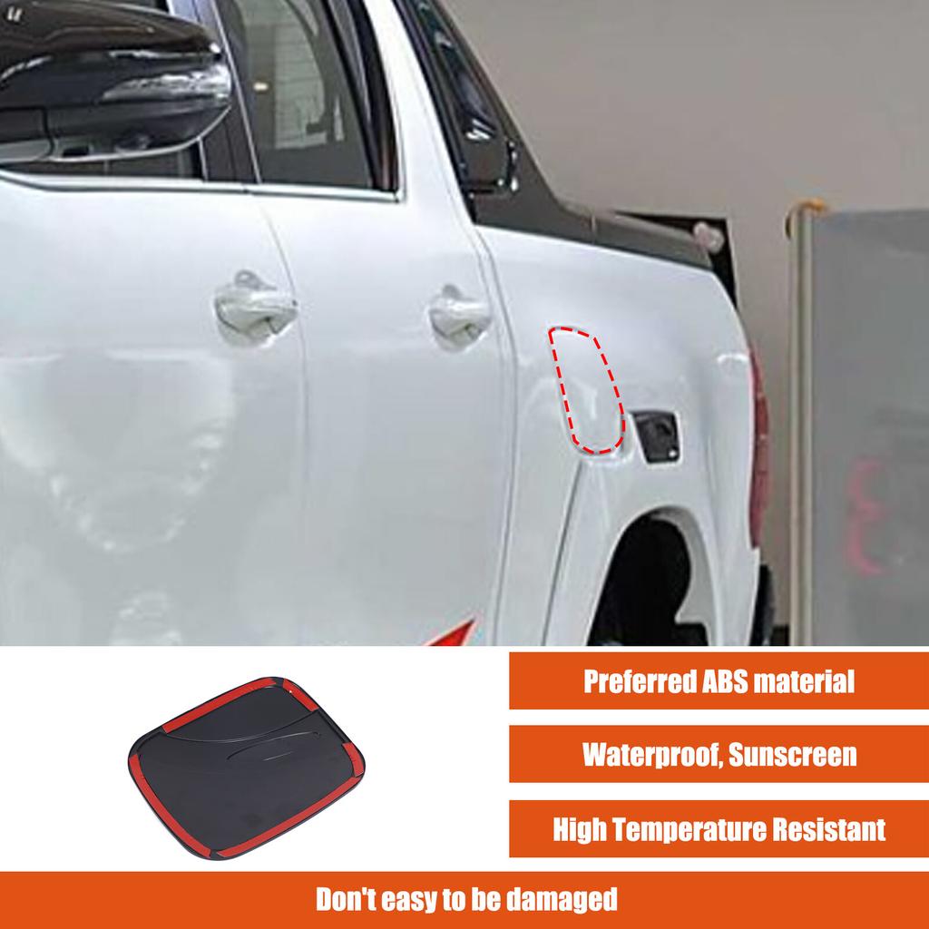 Black Car Fuel Lid Petrol Gas Tank Cover Trim For Toyota Hilux 2015-2024