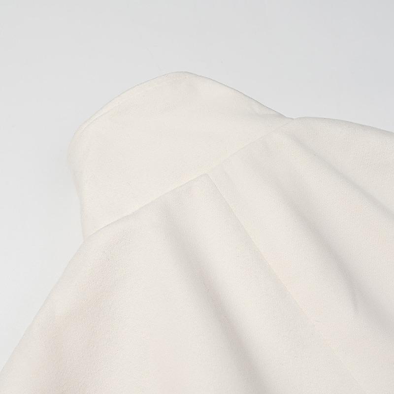Women Wool Blend Cape Jacket With Metal Buckle Belt