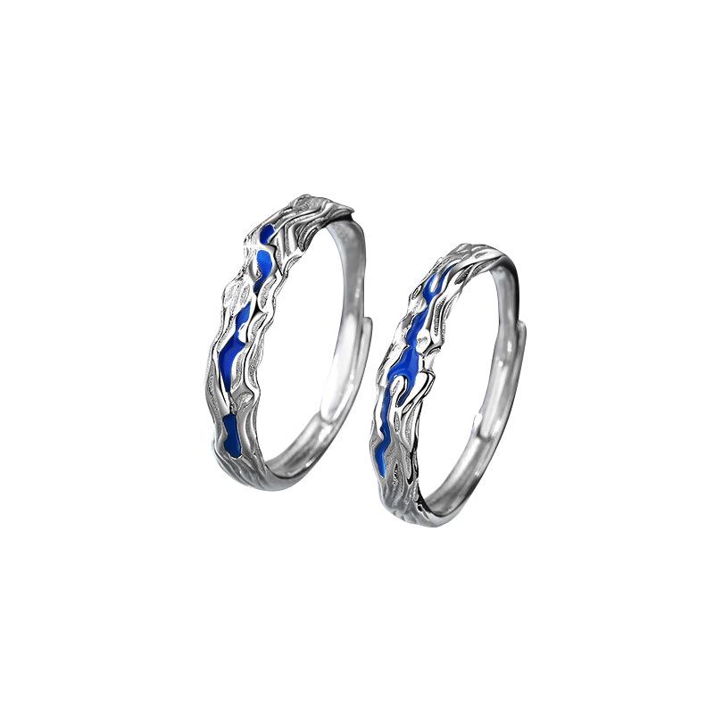 Original Sea Withered Rocks Rotten Couple Ring Niche Design High-end Ring Valentine's Day Gift