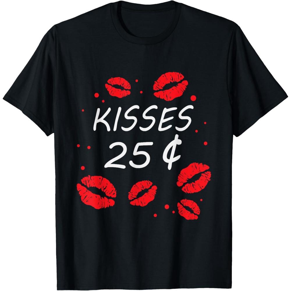 Kisses 25 Cents Love Heart Funny Valentines Day T-Shirt 3XL чёрный