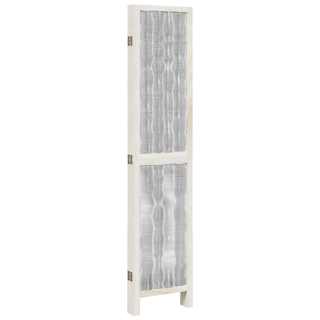 5 Piece Room Divider White Solid Paulownia Wood