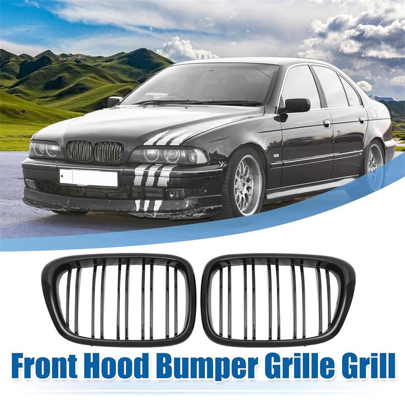 For Bmw 5 Series E39 525 528 530 535 1999-2003 Car Grille Front Kidney Grill Double Line Black 51137005837 51137005838