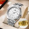 Men's Quartz Business Watch with Luminous Hands, Calendar, DayDate Display, Round Octagonal Bezel, 40mm Diameter, Stainless Steel, Made In Japan