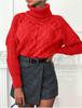 European & American 2024 Autumn/Winter Loose High Neck Cable Knit Women's Sweater