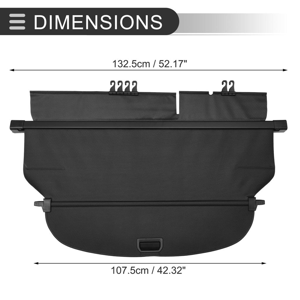 Motoforti Rear Trunk Parcel Shelf Cargo Security Shield with Black Canvas and Carbon Fiber Finish for Honda CRV 2017-2022