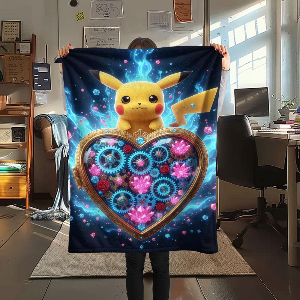 

1Pc Thunder Love Print Flannel Blanket, High quality Comfortable for All Seasons, Home Decor, Warmth and Comfort, Perfect for Christmas Gifts 80cm x 120cm