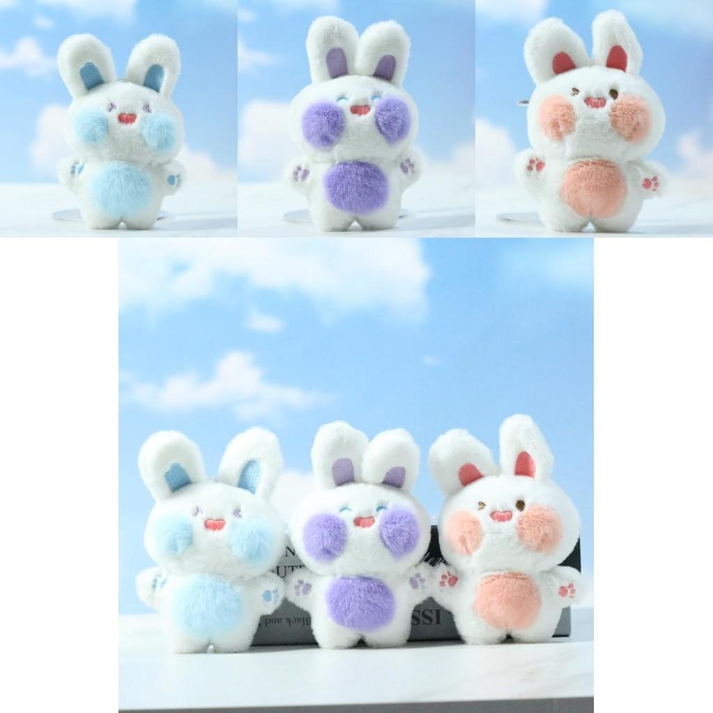 Charming Pink And Blue Plush Bunny Doll Cartoon Keychain Soft Toy For Bags