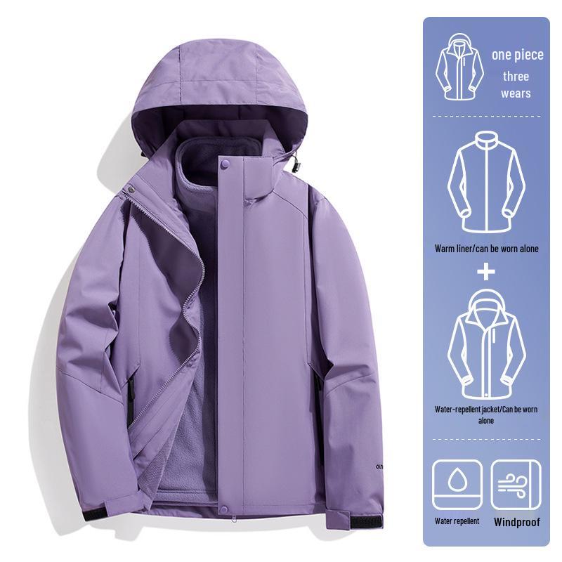 

2024 Унисекс Осенне-зимняя ветровка с капюшоном: Ветрозащитная куртка 3-в-1 для занятий спортом на открытом воздухе и путешествий Large