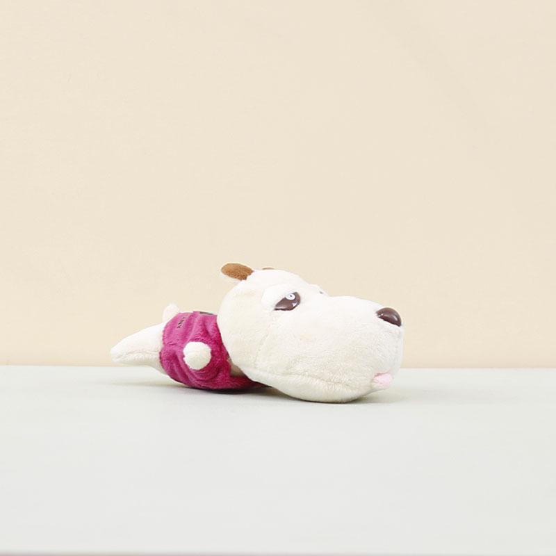 

Cozy And Sweet Plush Dog Keychain Cute Dog Bag Decoration Short Plush Design Magenta Dog