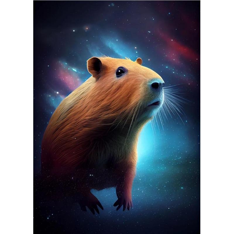 Cute space astronaut kapibara portrait poster print canvas painting funny animals wall art for children's bedroom decorating home