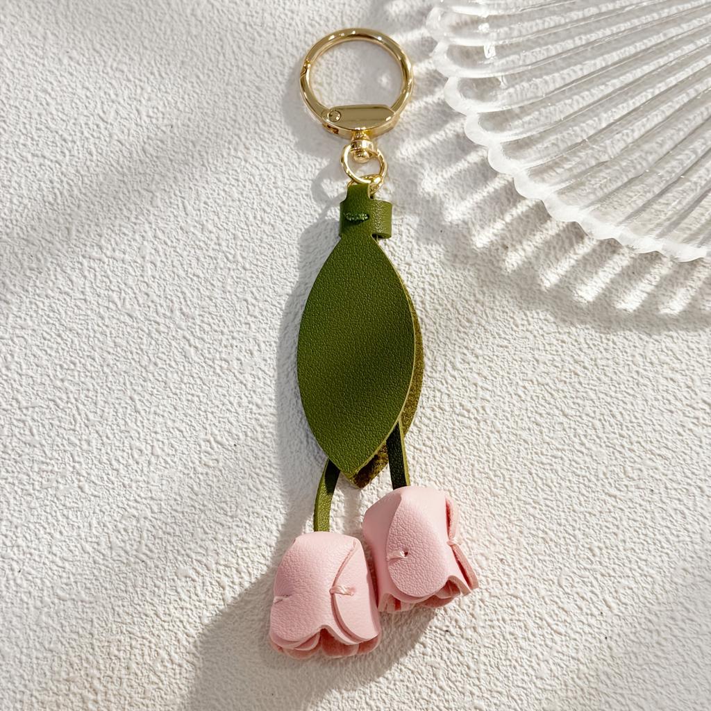 1pc Women's Key Ring, Keychain Sweet Creative Cute Colorful Flower Tulip Pendant, for Daily Wear Bags and Clothing Pendant Decor