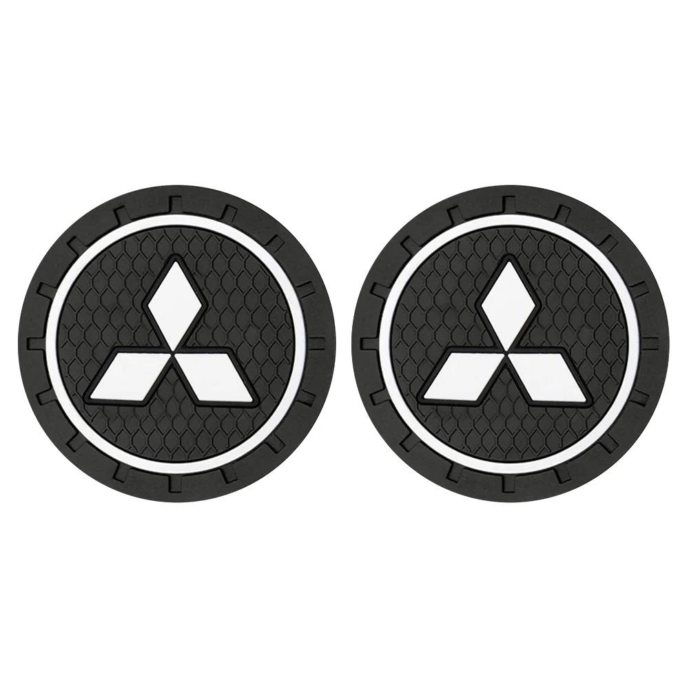 

2Pcs Silicone Car Water Cup Coaster Anti-Slip Pad for Mitsubishi Outlander Lancer Pajero Interior Accessories