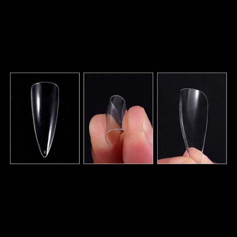 504Pcs Transparent Stiletto Fake Nail Tips Acrylic Ballerina Nail Tips Long Shape Half Cover Coffin Professional False Art Nail