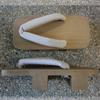 Kiso Nezuko Geta: Men's Two-toothed Sandals with Beige Stripes, Continuing 300 Years of Tradition, Made in Japan