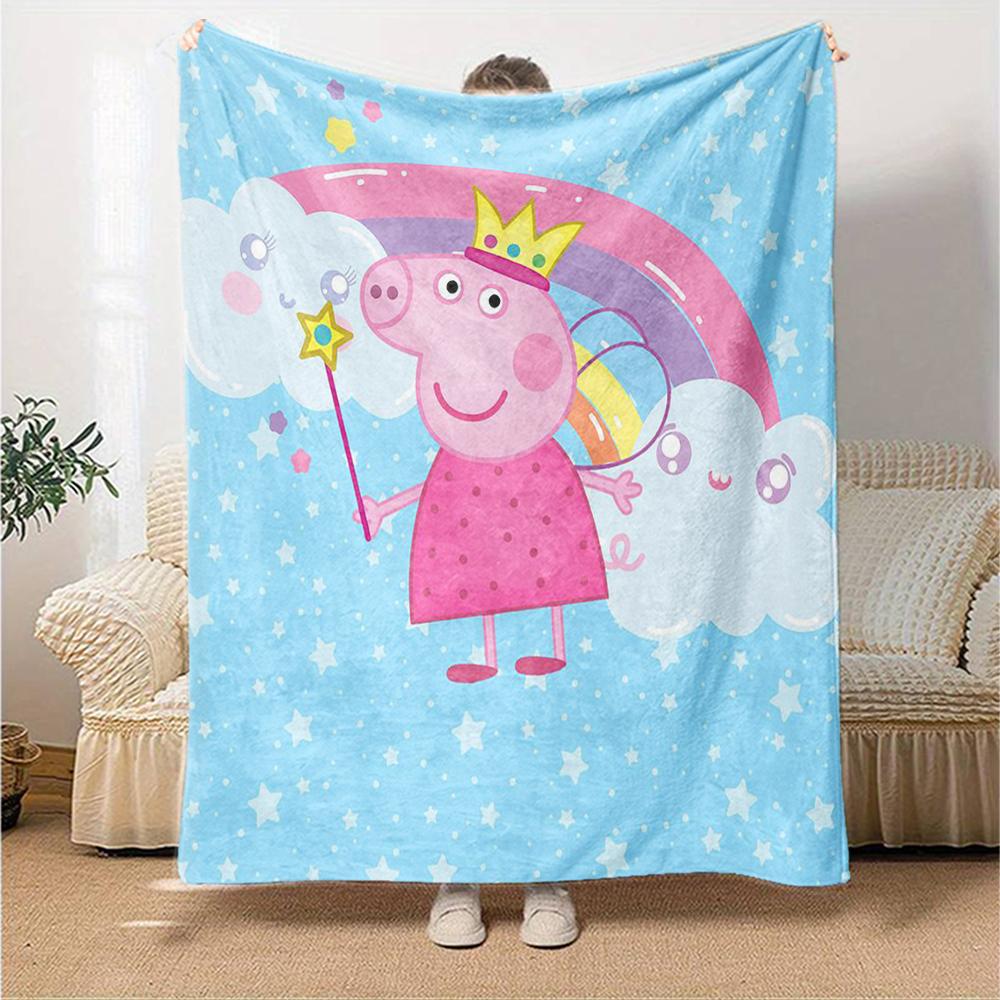 Peppa Pig Theme Printed Blanket - Perfect for Couch, Bed, Travel & Outdoor Use | Machine Washable, Cozy & Durable.