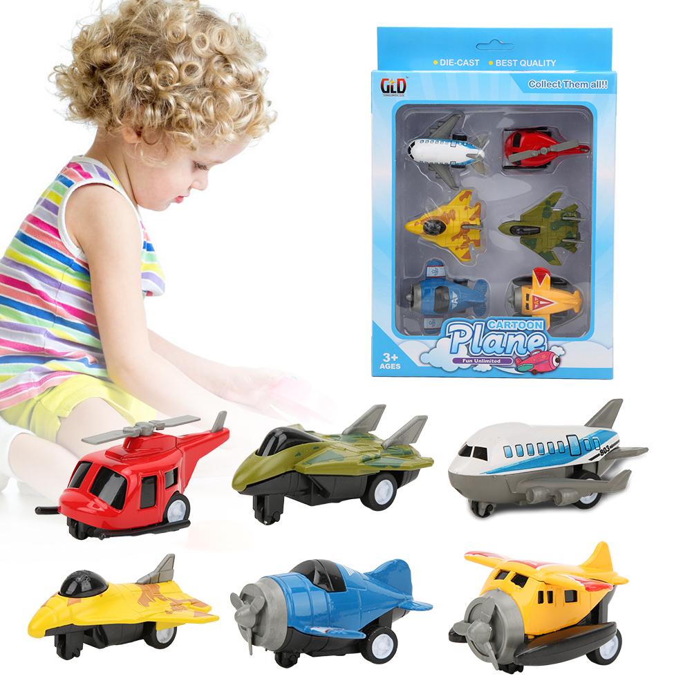 Mini Stimulation Alloy Plane Model Set Pull Back Toy Aircraft for Children Kid Gift