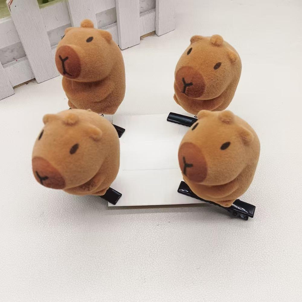 10pcs/set Zinc Zinc Alloy Capybara Hairpin Set Flocking Cartoon Duckbill Clip Spring Hair Clip  Daily