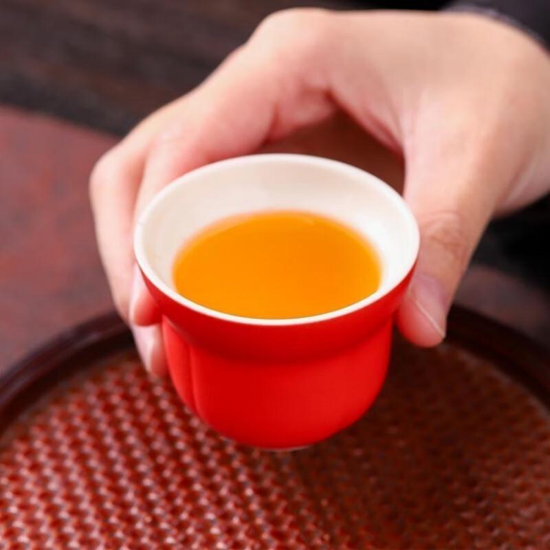 Shiyao Nafu Red Ceramic Wufu Cup Gift Set